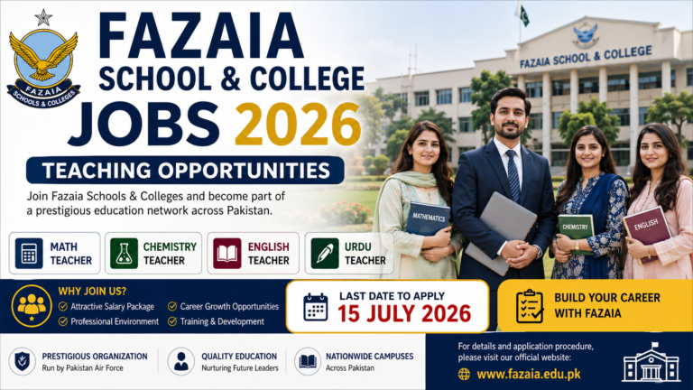 Fazaia School and College Jobs 2026