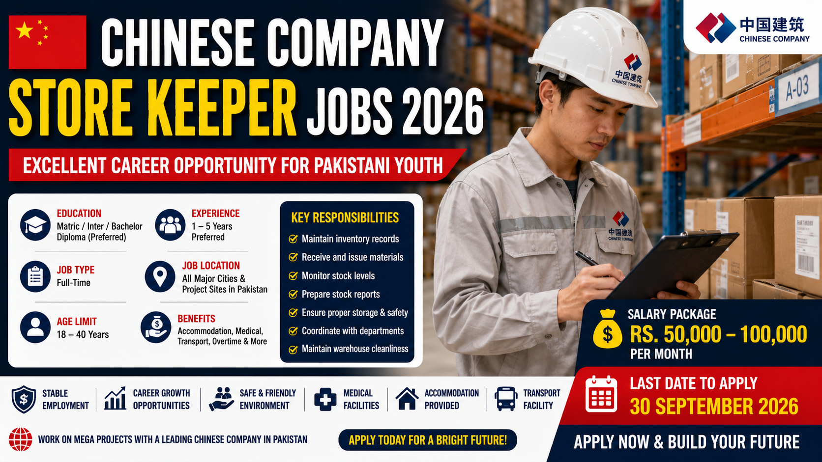 Chinese Company Store Keeper Jobs 2026