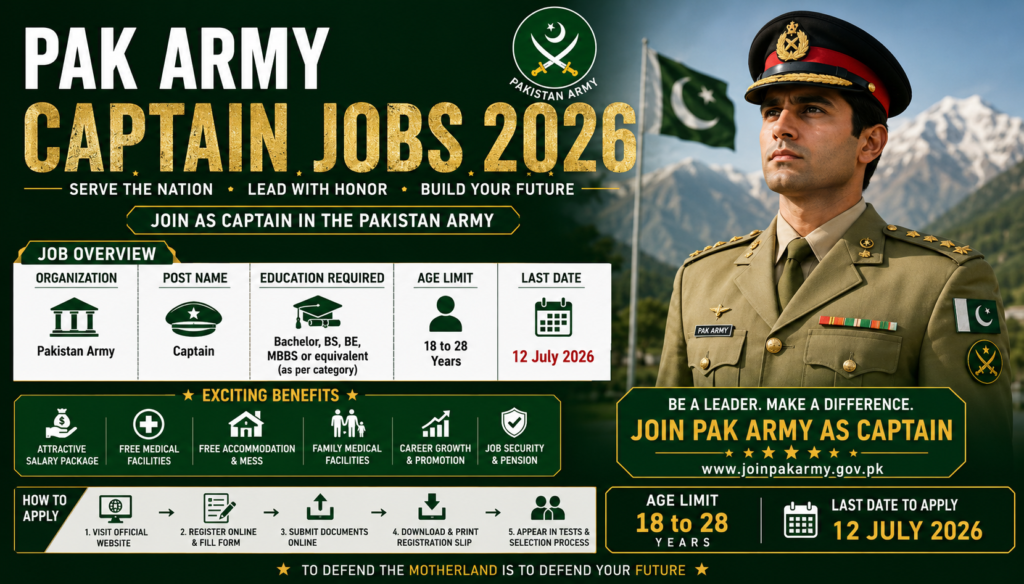 Pak Army Captain Jobs 2026
