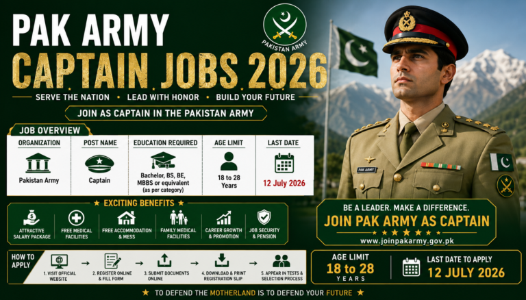 Pak Army Captain Jobs 2026